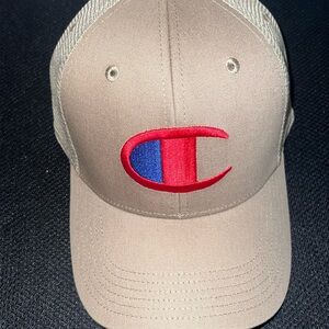 NWT Champion Beige Cap with Red Logo